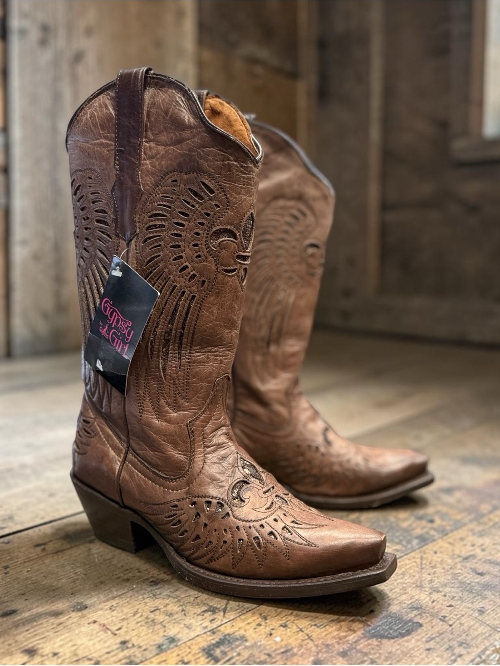Gypsy Girl By Corkys Leather Cowboy Boots Brown Western Womens Size 8